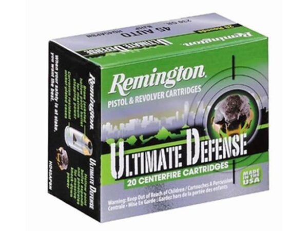 Remington HD Ultimate Defense Ammunition 380 ACP 102 Grain Brass Jacketed Hollow Point Box of 20 For Sale