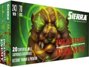 Sierra Prairie Enemy Ammunition 243 Winchester 70 Grain BlitzKing Polymer Tip Box of 20 For Sale