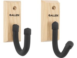 Allen Defender Coated Gun Display Hooks with Wooden Plaque Base Pack of 2 For Sale