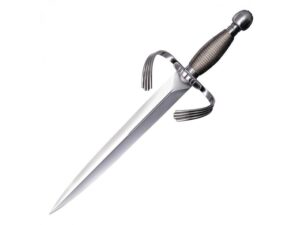 Cold Steel Large Parrying Dagger Fixed Blade Knife 13″ Spear Point 1060 Carbon Satin Blade Steel Handle Gray For Sale