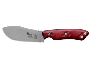TOPS Knives Camp Creek Fire Fixed Blade Knife 4.5″ Skinner CPM S35VN Tumble Blade G-10 Handle Black/Red For Sale