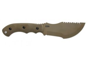 TOPS Knives Tom Brown Tracker Fixed Blade Knife 6.38″ Coyote Tan Drop Point 1095 High Carbon Alloy Blade Canvas Micarta Handle Green For Sale